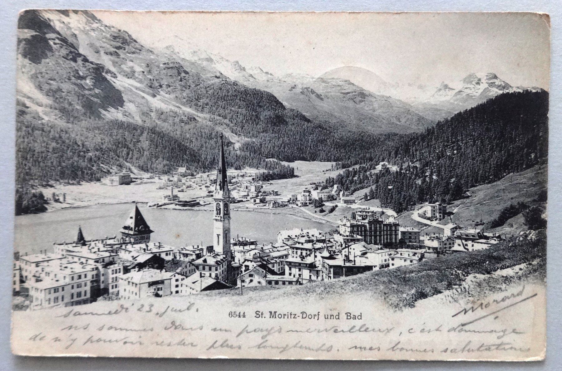 Ansichtskarten: St. Moritz-Dorf und Bad – Gebraucht aus Fétigny von Billy2miny