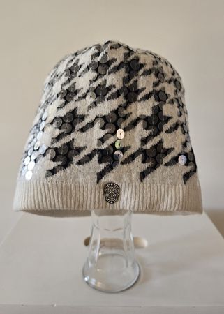 Mütze mit Pailetten von Philipp Plein im Hahnentrittmuster