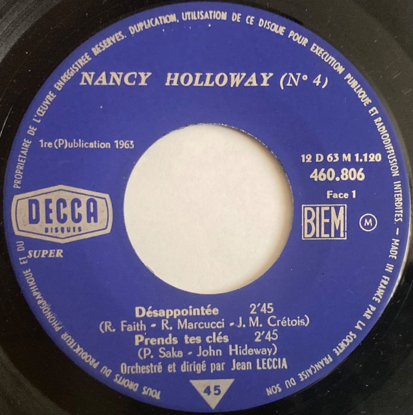 Vinyles: NANCY HOLLOWAY - DESAPOINTEE / PRENDS TES CLES – D'occasion à Poliez-Pittet par Newtown-Records 2