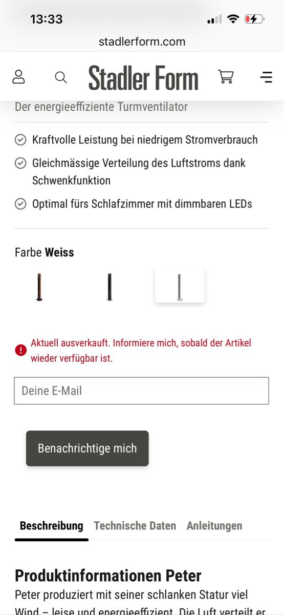 Stadler Form Ventilatoren: Stadler Form Ventilator Peter – Gebraucht aus Schlieren von Estelle007 2