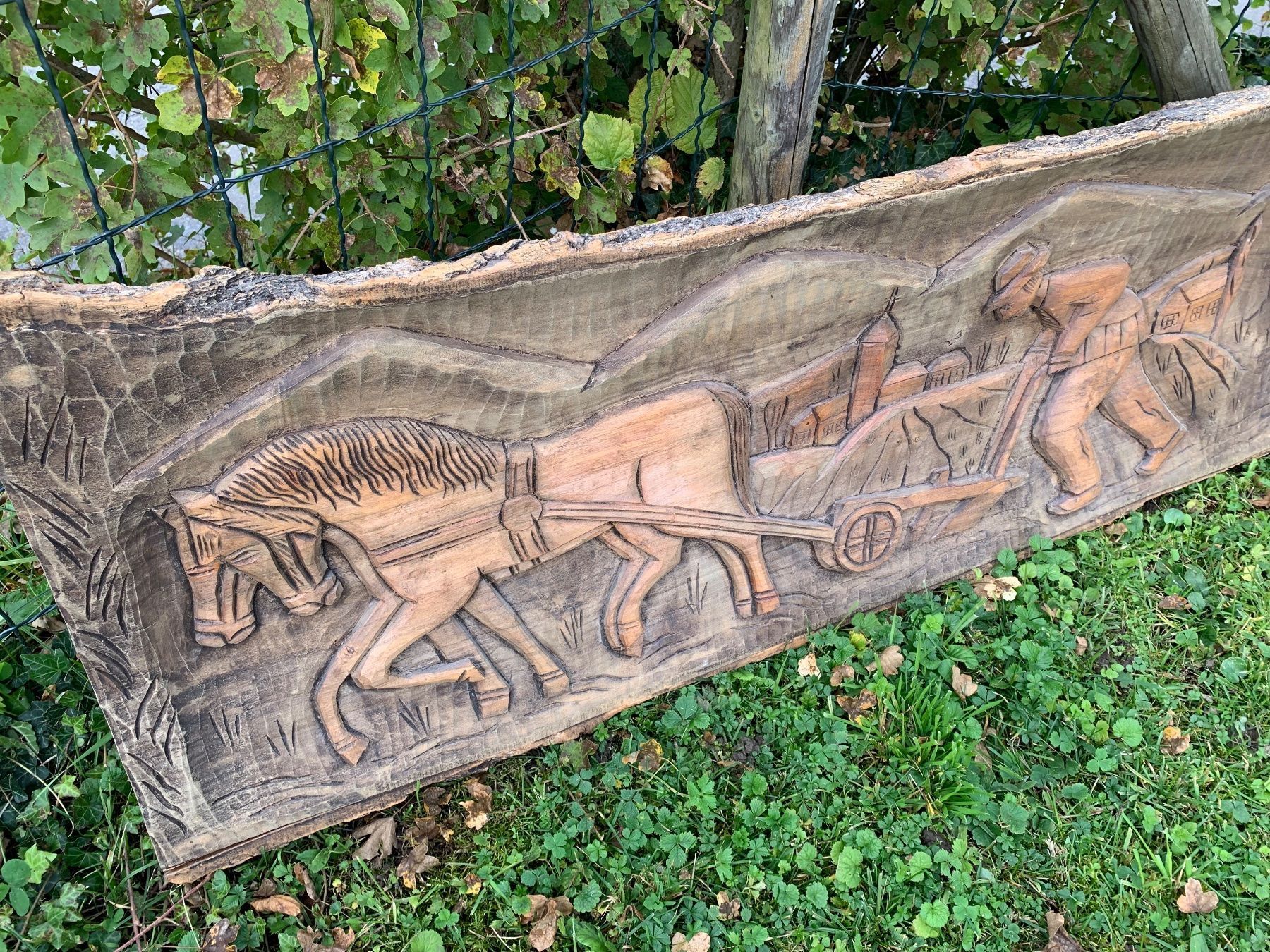 Carrozze: schönes grosses Relief Holzbild – Usato da Feldbach venduto da Olive1 7