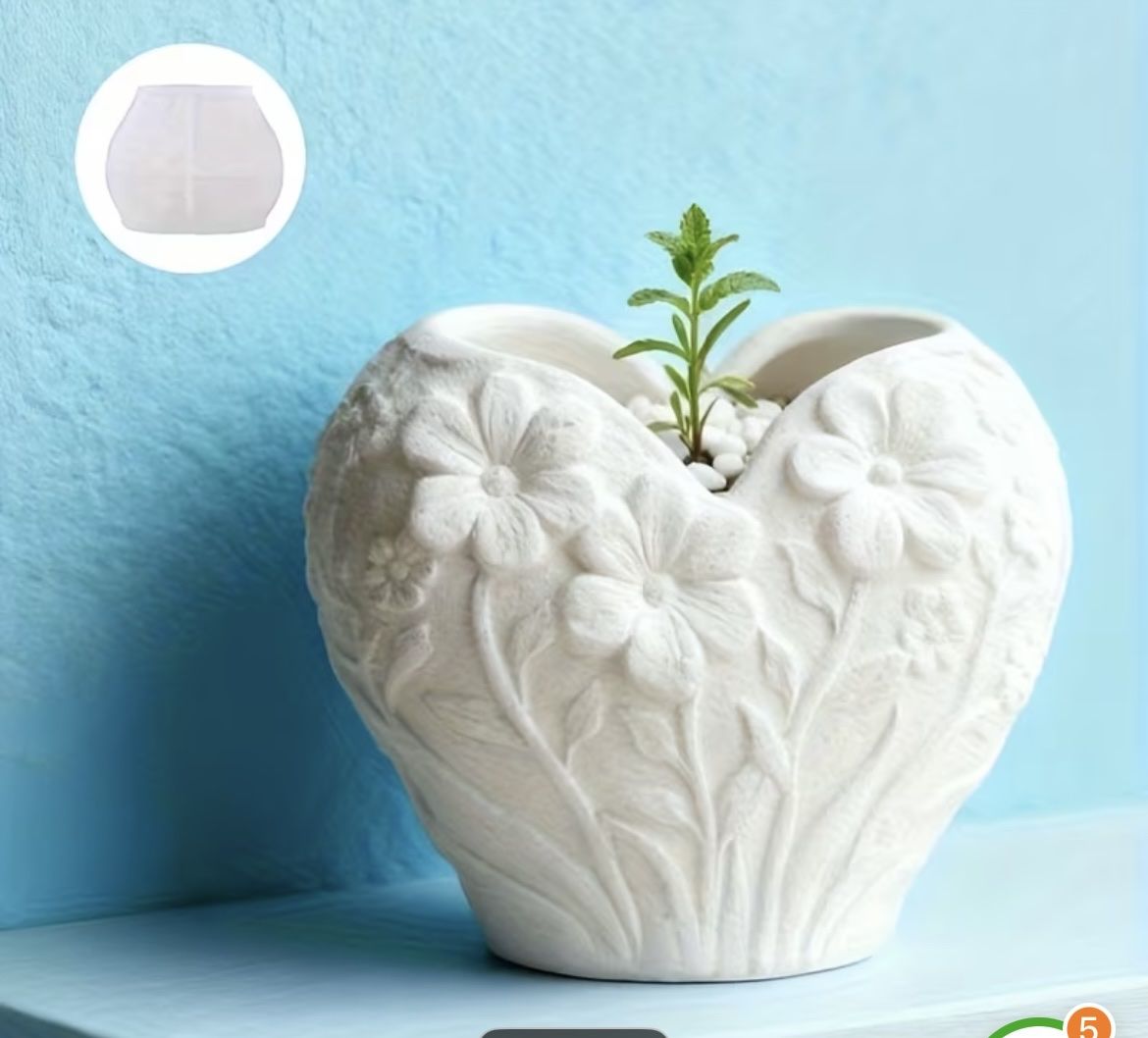 Kit bricolage: Silikonform Herz weiss Blumenrelief – Usato da Au ZH venduto da Jaggy4 1