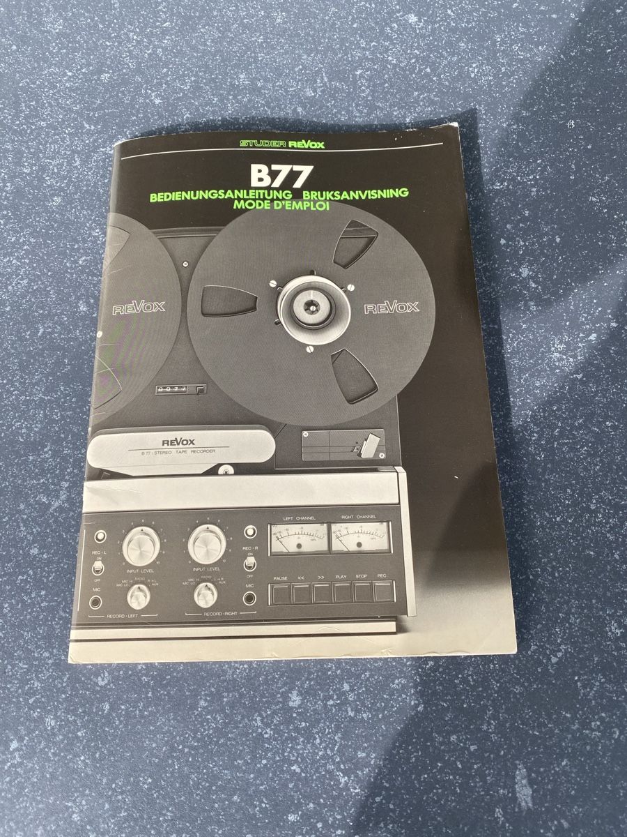 Revox Apparecchi a nastro: Bedienungsanleitung Revox B77 – Usato da Luzern venduto da Harikan