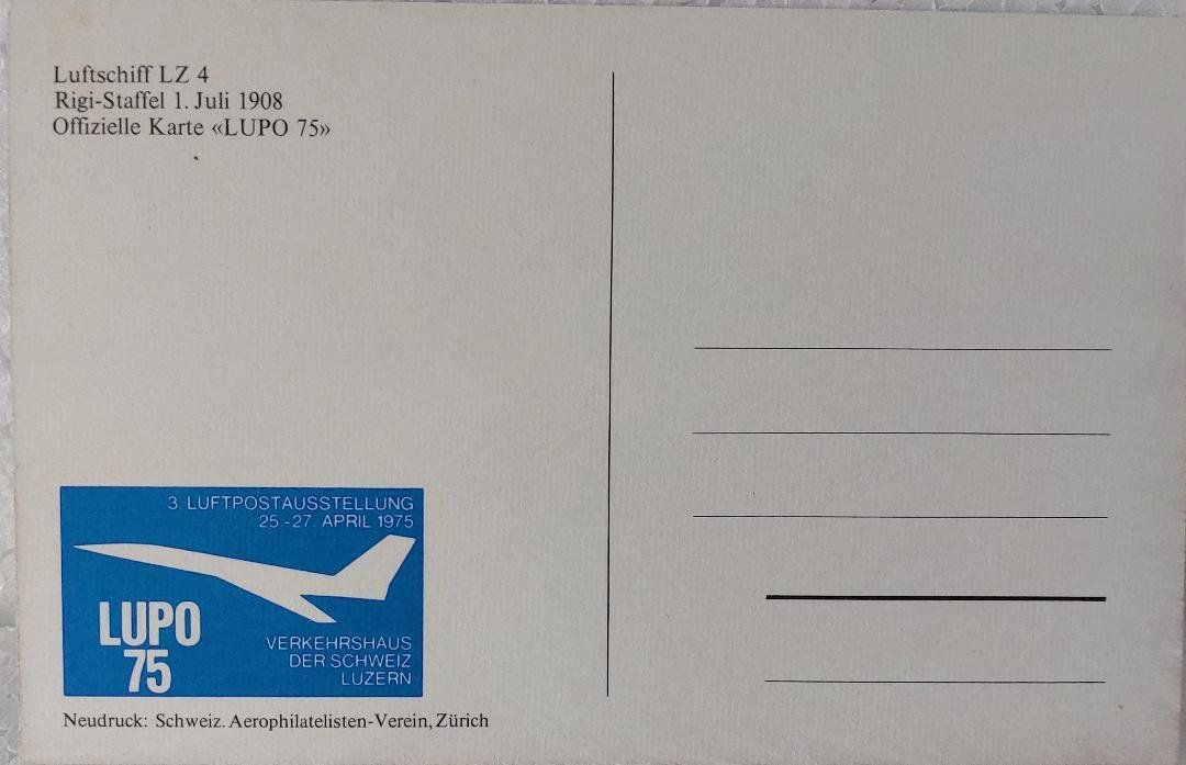 Cartoline postali: RIGI-STAFFEL  -  Zeppelin Ballon - LUPO 75 – Usato da Delémont venduto da Domdom1 1