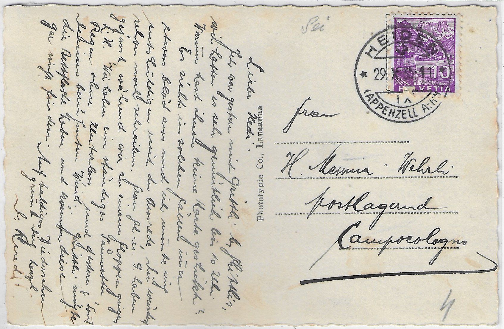Cartoline postali: Le Val de Ruz vu de Chaumont – Usato da Ettingen venduto da Kartenplanet 1