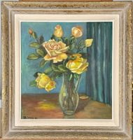 M. Weiss – Stillleben mit Rosen – Öl auf Leinwand – signiert
