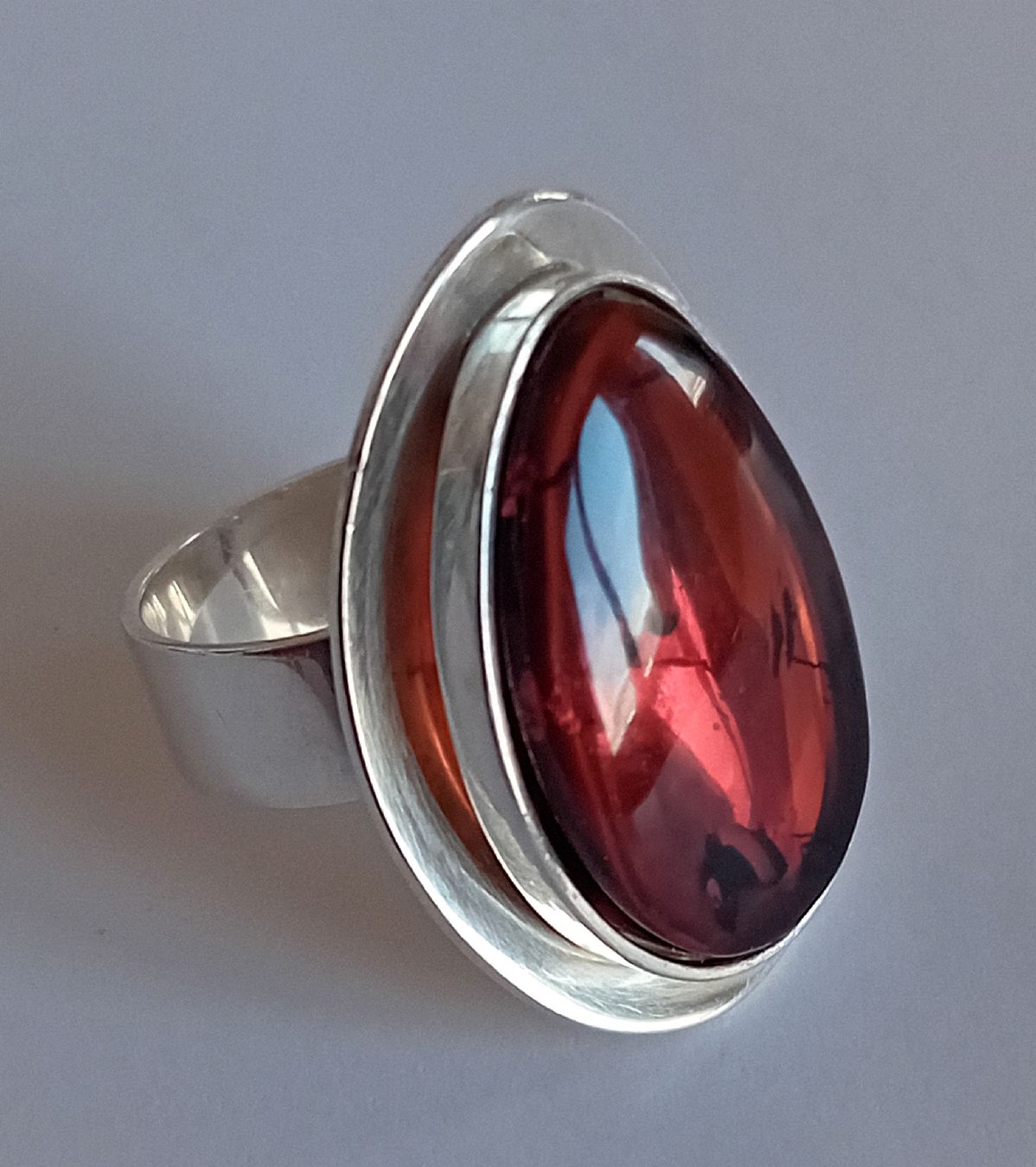 Anelli: Ring Silber mit Cherry Bernstein – Usato da Stans venduto da wer_fd5f 5