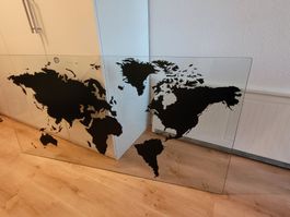 Glasplatte mit Weltkarte (Tischplatte) 160x80