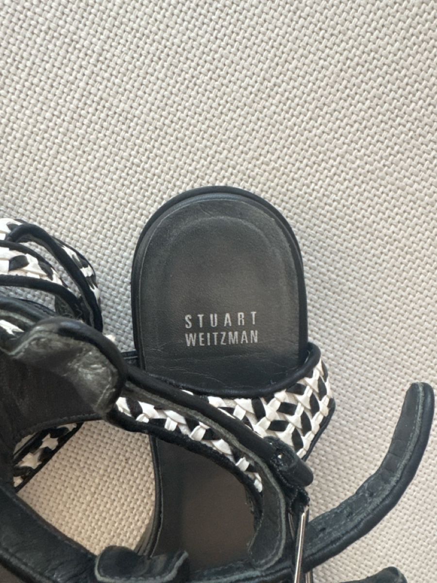 Scarpe da donna: Stuart Weitzman Sandalen schwarz weiss geflochten gebraucht – Usato da Oberwil BL venduto da cocopalm1068 1