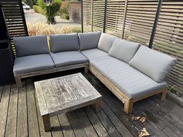 Gartenlounge aus Holz GRATIS  Eck-Sofa mit Couchtisch 
