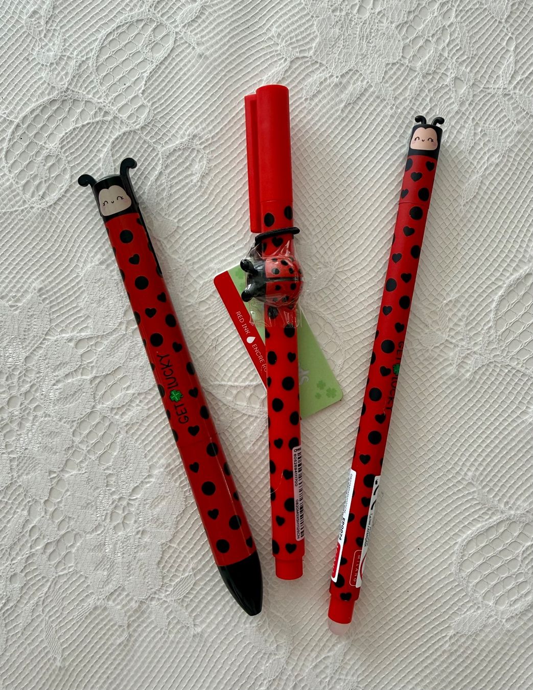 Legami Penna & Evidenziatori: 3 penne Legami  Ladybug GET LUCKY – Nuovo (secondo la descrizione) da Breganzona venduto da mas_tv72