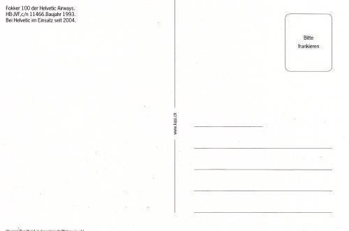 Cartoline postali: Ansichtskarte Fokker F100 Helvetic – Nuovo (secondo la descrizione) da Basel venduto da Dogana 1