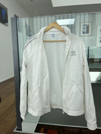 Adidas Originals Regenjacke Gr. 42 Weiss Versteckbare Kapuze
