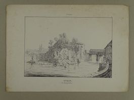 STEIN BEI RHEINFELDEN, AARGAU, FEDERLITHOGRAPHIE 1840