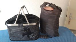 Panier pliable chat, 2 sacs shopping, neuf