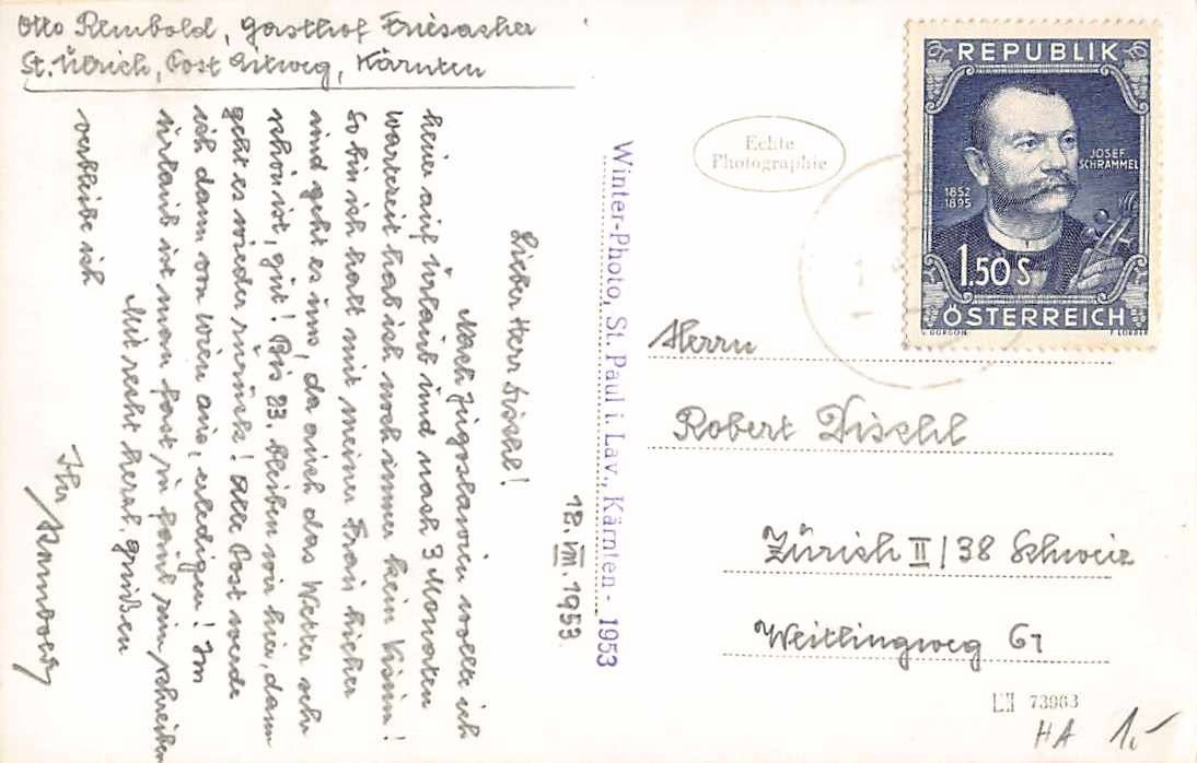 Cartoline postali: uralte Ansichtskarte ST. ULRICH LAV. KÄRNTEN – Usato da Lufingen venduto da TopAnsichtskarten 1
