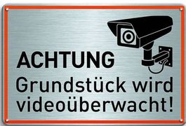 Aluschild Achtung Videoüberwacht (20x30 cm)