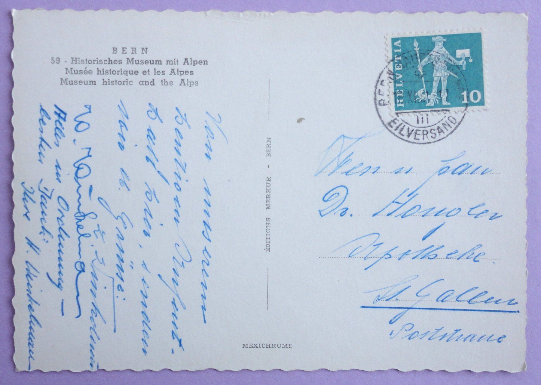 Cartoline postali: Bern - Historisches Museum mit Alpen – Usato da Fétigny venduto da Billy2miny 1