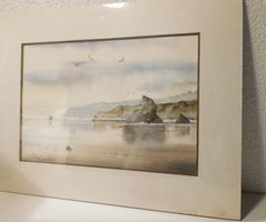 Neue Fundschätze - Kunst Aquarell Oregon Beach signiert