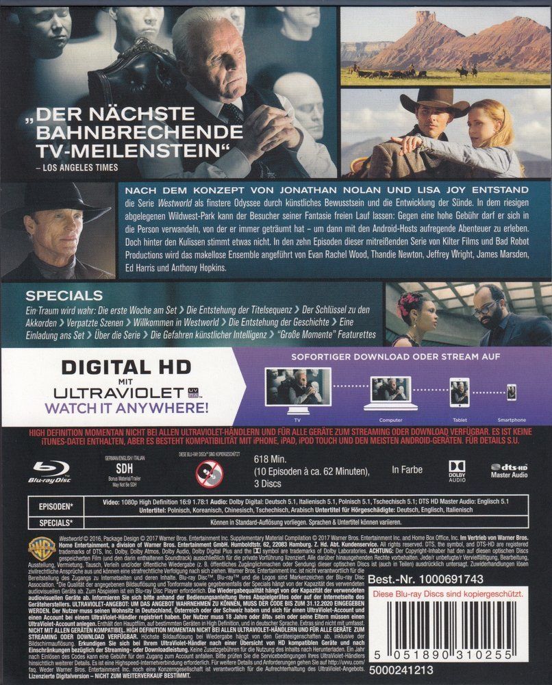 Alle DVDs: Westworld - Die Komplette Staffel 1 - Das Labyrinth - LE/BD – Neu (gemäss Beschreibung) aus Volketswil von cinephilia 1
