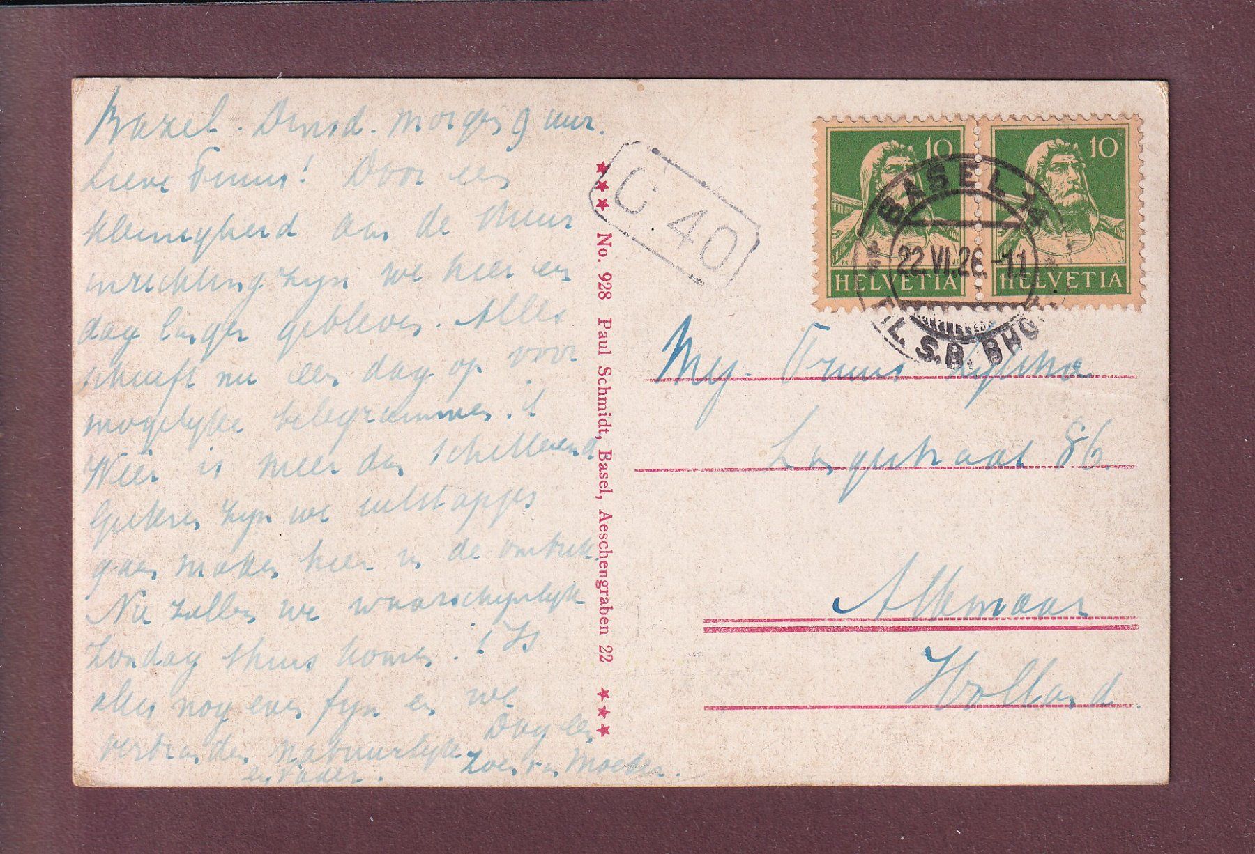 Cartoline postali: BASEL - Die drei Rheinbrücken - 1926 – Usato da Pully venduto da nicecards 1
