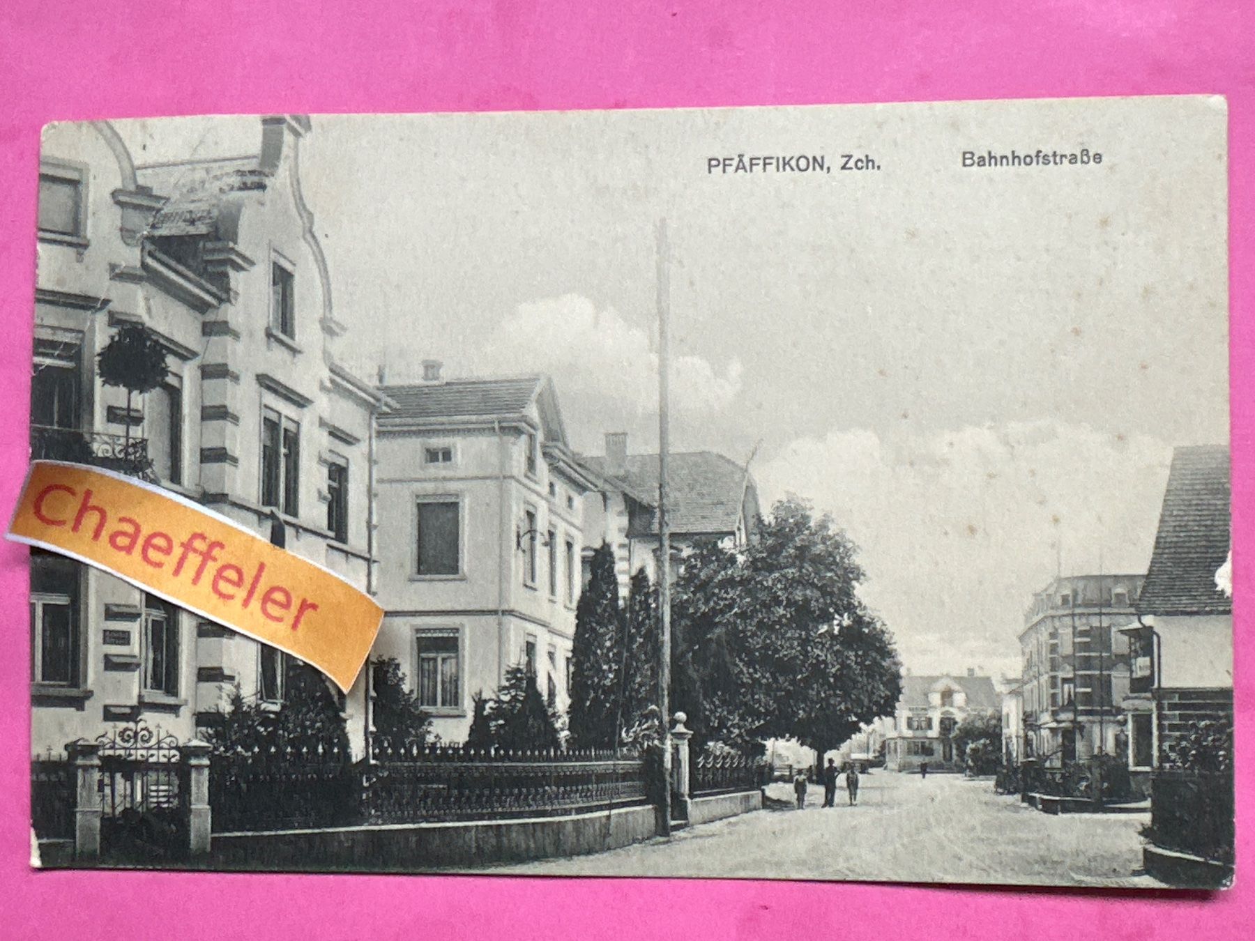 Cartoline postali: 1918 Pfäffikon, Zch. Bahnhofstrasse – Usato da Zürich venduto da Chaeffeler
