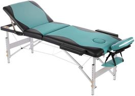 Alu Massageliege 3 Zonen Türkis/Schwarz
