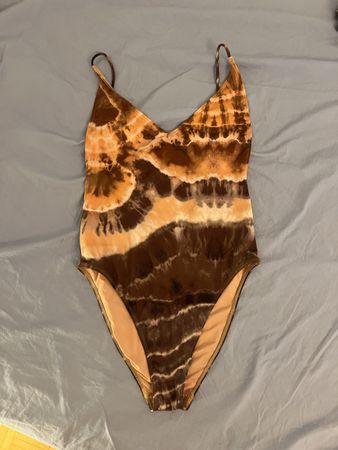 Badeanzug Damen Braunes Batik Muster Grösse M
