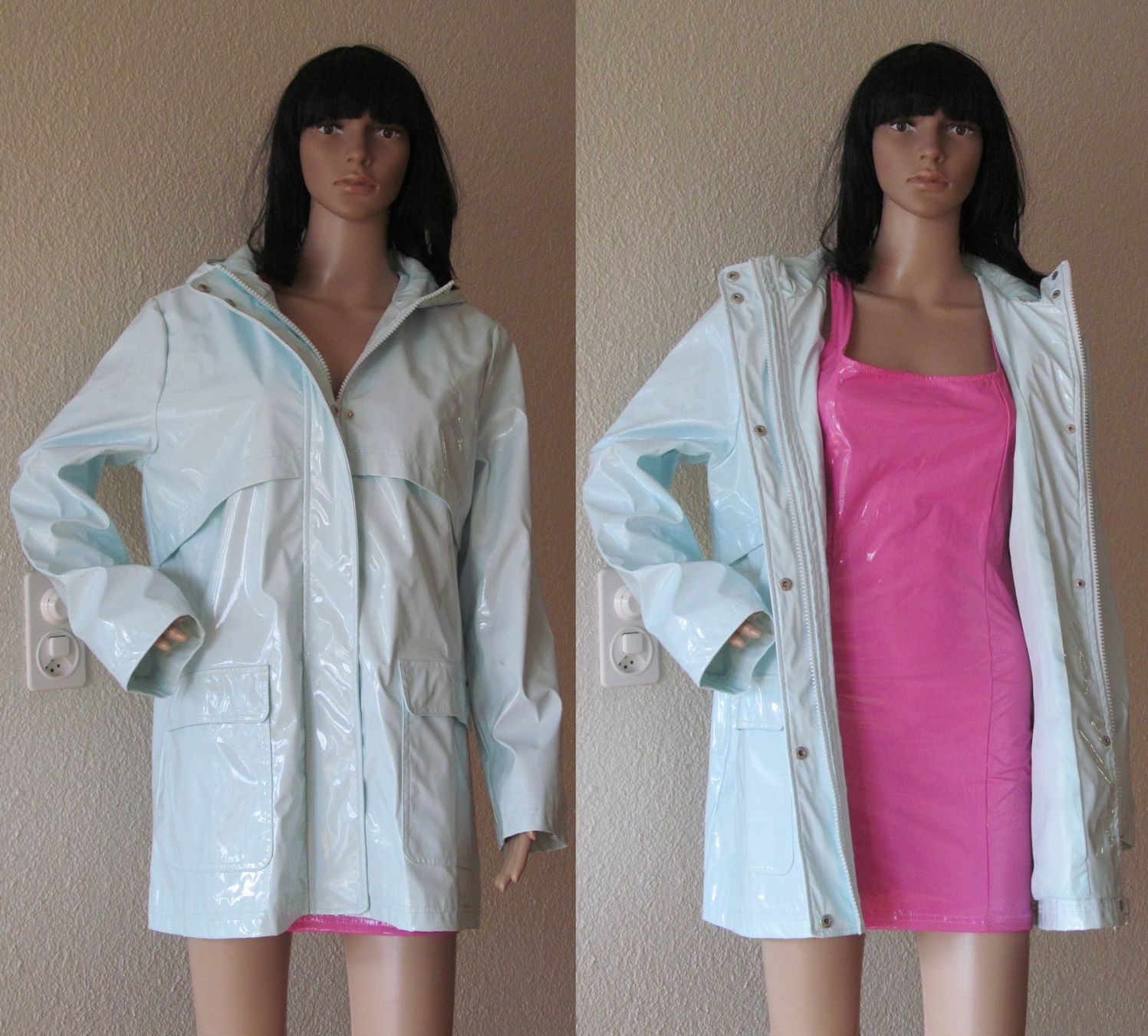 Asos Cappotti: eisblau hellblauer Lackmantel Regenmantel Asos Gr.42 – Usato da Münchenbuchsee venduto da lu-99 6