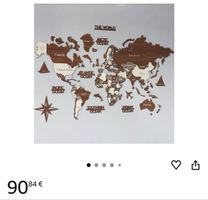 Weltkarte Holz, Wanddeko, neuwertig, Geschenkidee🗺️