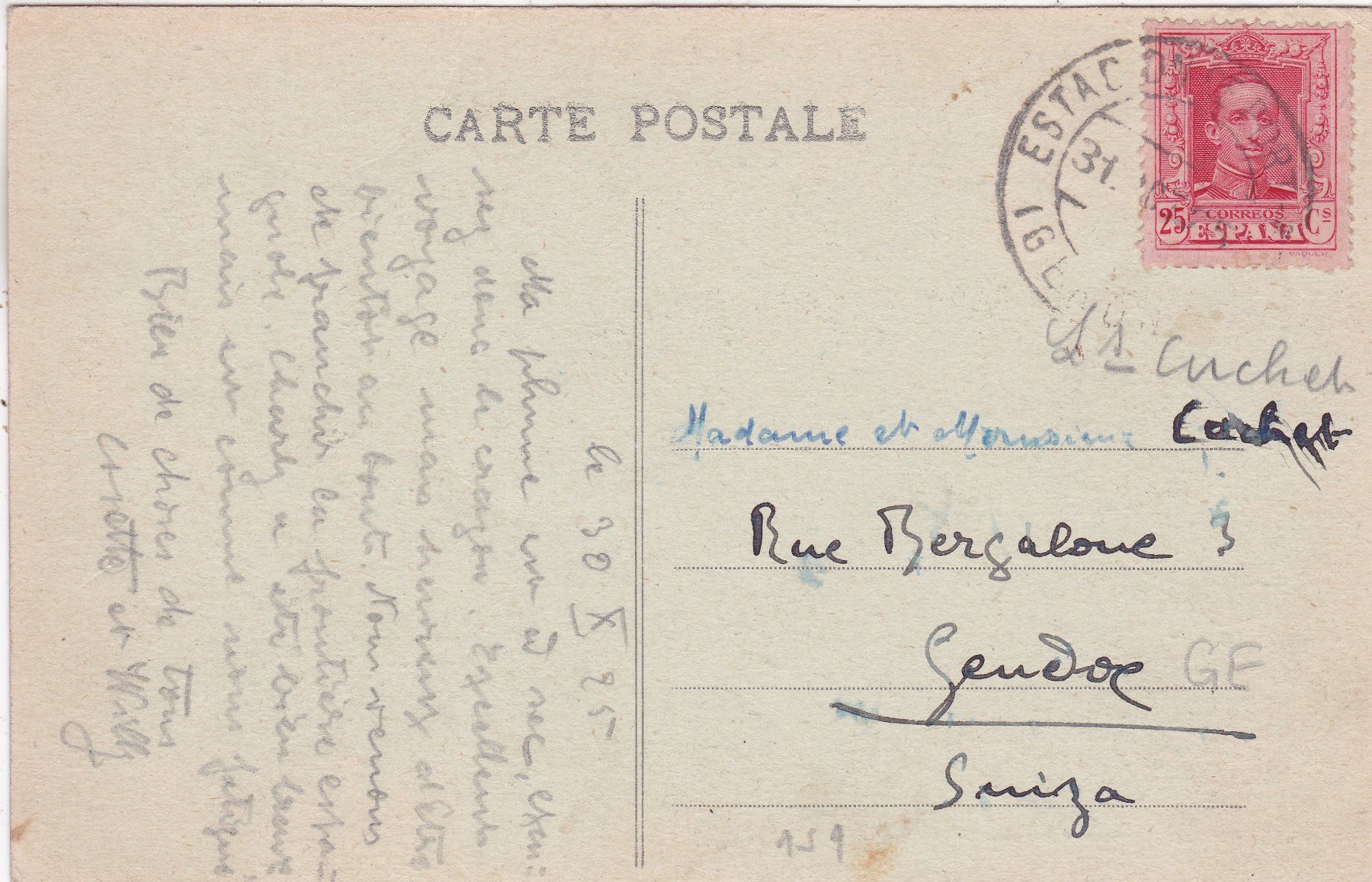 Ansichtskarten: Spanien La Gare de Portbou 1925 – Gebraucht aus Herisau von Lisegrat2008 1