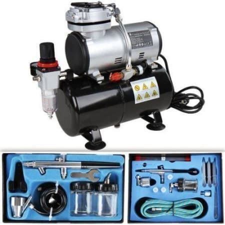 Compressori: +Airbrush Kompressor komplett Set Airbrus – Nuovo e nell'imballaggio originale da Amriswil venduto da JaJa-Express