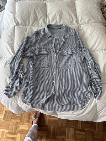 Chemise rayée bleu et blanc, taille M, pour l'été