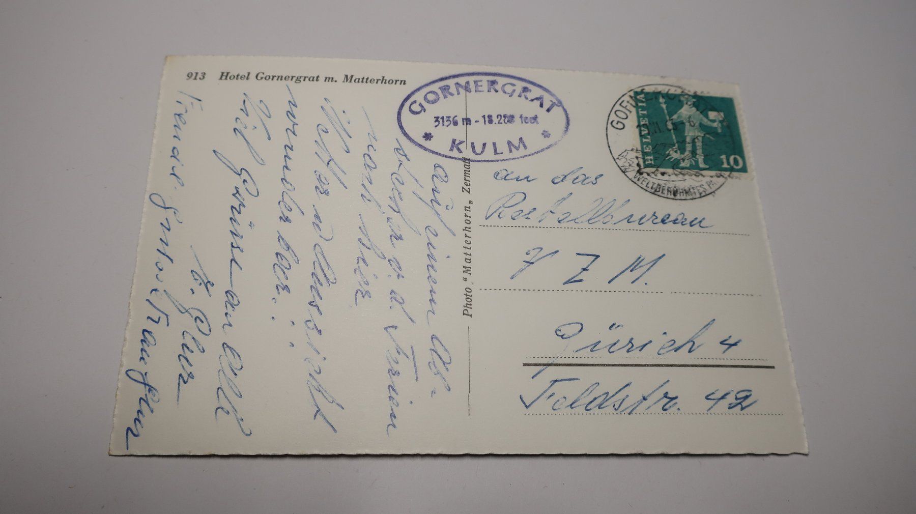 Cartoline postali: Hôtel Gornergrat m. Matterhorn  1963 – Usato da Cormoret venduto da Pascalll2001 4