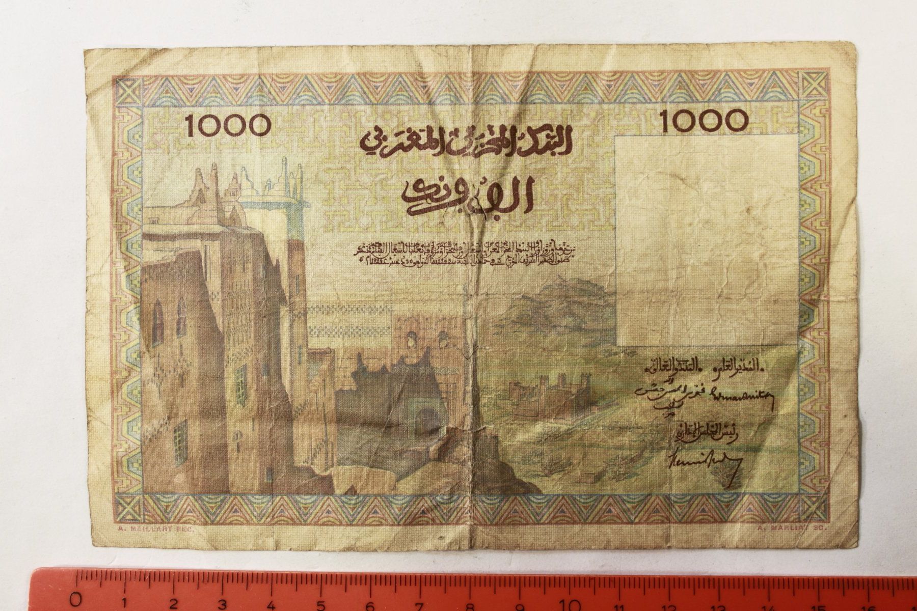 Banconote: 1000 Francs Maroc 1956 – Usato da La plaine venduto da 7A6T2ME 1