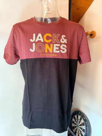 JACk & JONES, T-Shirt, Grösse XL, Farbe Dunkelrot/Schwarz