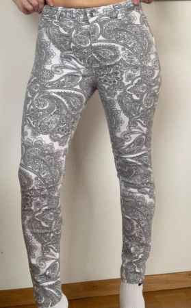 Paisley Hose weiss schwarz S