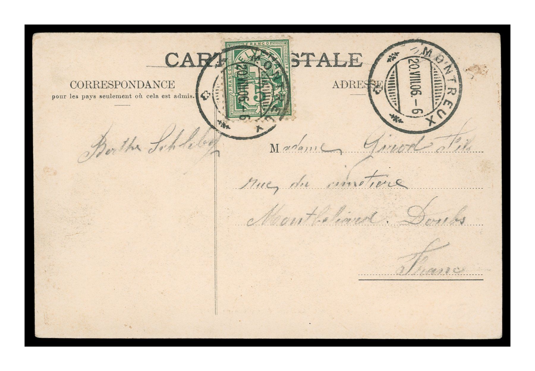 Cartoline postali: CHÂTEAU DE CHILLION - 1906 "En Hiver" – Usato da Onex venduto da gonsla01 1