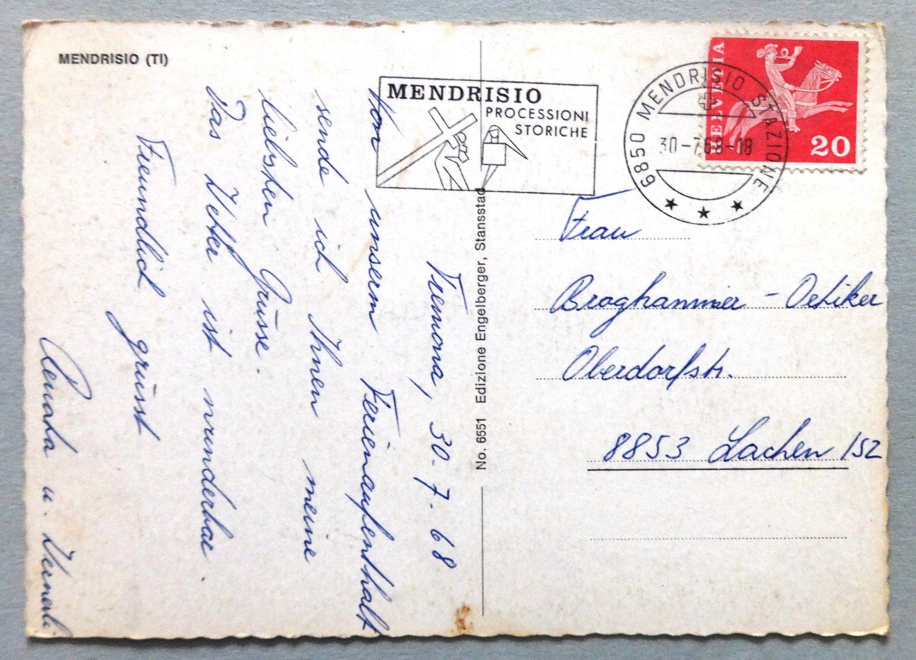 Cartoline postali: Mendrisio – Difettoso da Fétigny venduto da Billy2miny 1