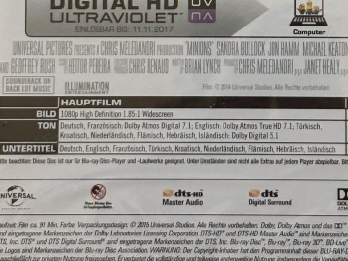 Tutti i DVDs: minions Blu-RAY - Neue OVP – Nuovo e nell'imballaggio originale da Hasle LU venduto da Swasi 2