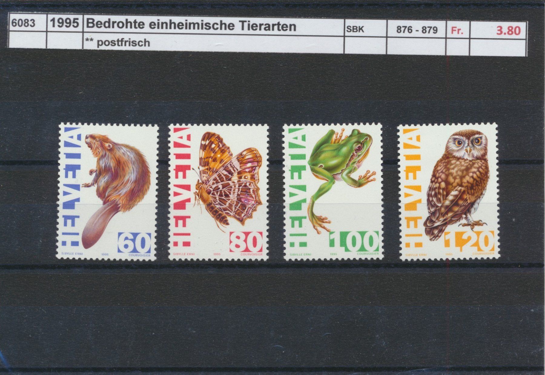 Tutti i francobolli: 1995 "Bedrohte einheimische Tierarten", ** postfrisch – Nuovo (secondo la descrizione) da Winterthur venduto da Zupogeru