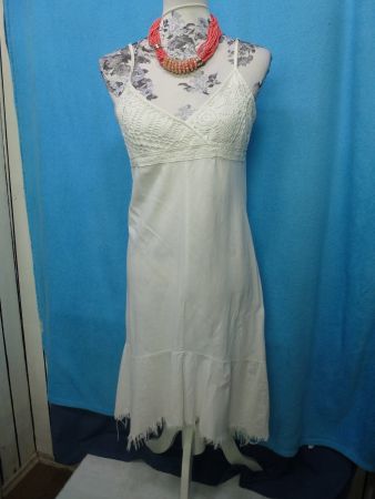 SOMMERKLEID STRANDKLEID ZIPFELIG WEISS GR M BAUMWOLLE TRÄGER