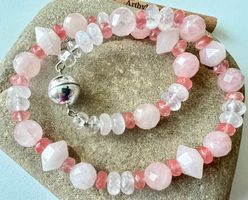 Facettierte Rosenquarz-Kette – handgefertigtes Unikat - 46cm