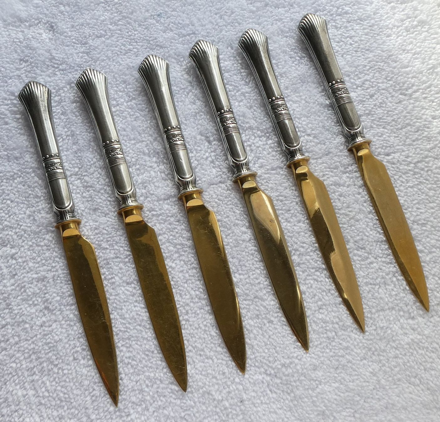 Posate: Obstmesser 800 Silber golden Messer Lorbeerkranz – Usato da Frauenfeld venduto da Astra13 8