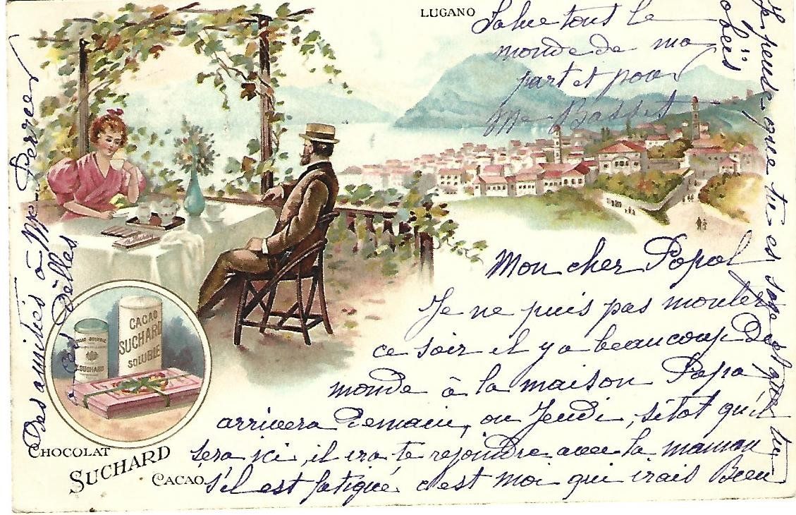 Cartoline postali: Lugano Chocolat Suchard Litho – Usato da Wetzikon ZH venduto da Brulu100