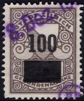 100 auf 5 Rp. Fiskalmarke von der Stadt ZÜRICH