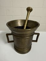 Mörser mit Stössel aus Messing, antik, Apotheker Mörser