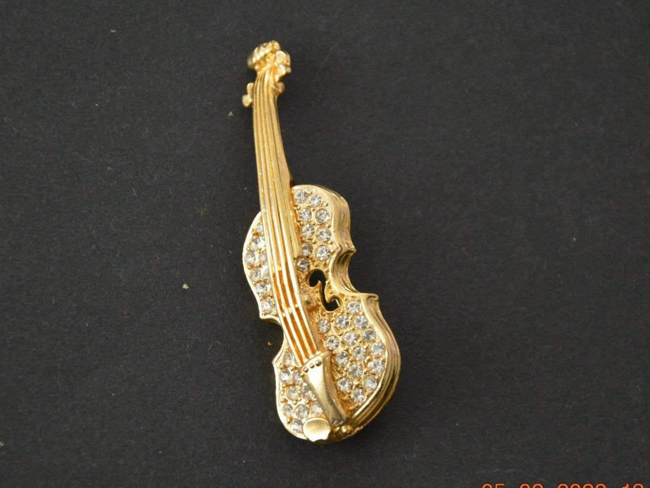 Broschen & Nadeln: Strass Brosche Geige Gold/uni – Neu (gemäss Beschreibung) aus Luzern von Jarunka44