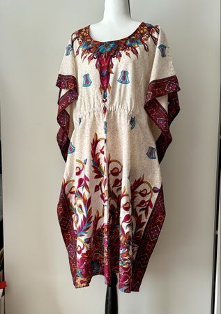 Summer Kaftan Dress, Bohemian Print L size