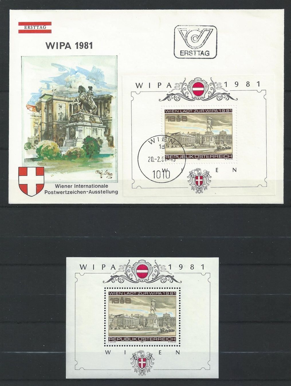 Tutti i francobolli: WIPA 1981, Wien, Ersttagscouvert+Block – Usato da Wittenwil venduto da Khunruedi